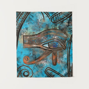 Egyptisch oog van paarden - Wadjet - Gemengde medi Wandkleed