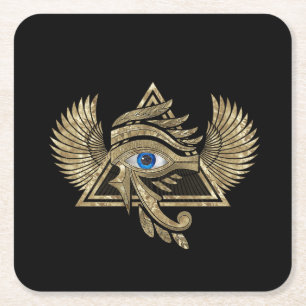Egyptisch oog van paarden - Wadjet Ornament Vierkante Kartonnen Onderzetter