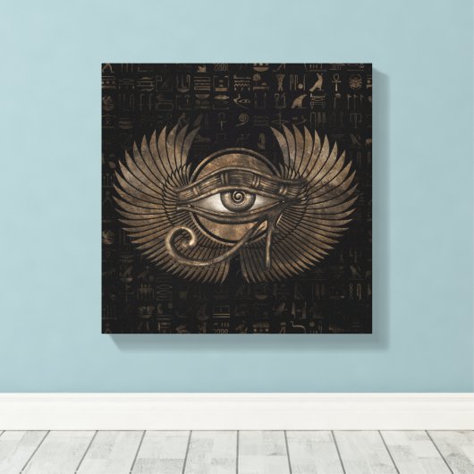 Egyptisch oog - Wadjet  Gold Canvas Afdruk (Insitu (Houten vloer))