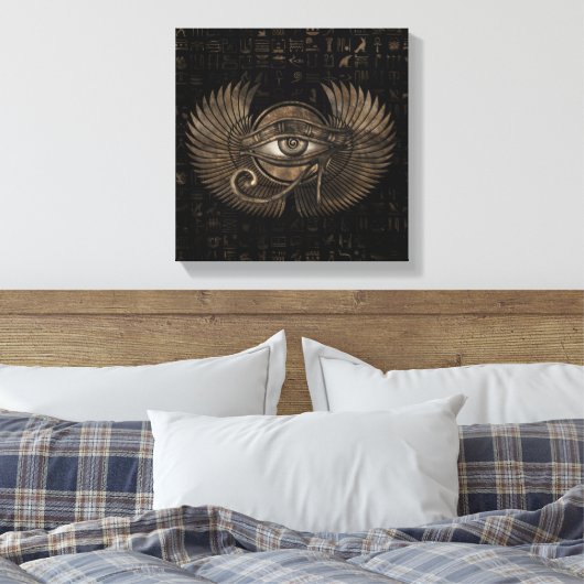 Egyptisch oog - Wadjet  Gold Canvas Afdruk (Insitu (Slaapkamer))