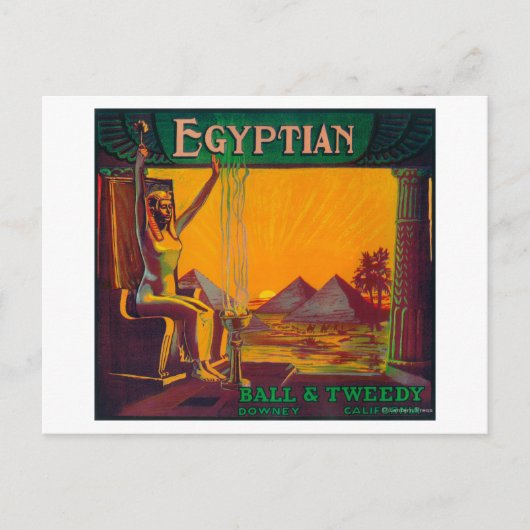 Egyptisch Oranje LabelDowney, CA Briefkaart (Voorkant)
