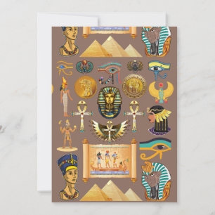 Egyptisch Oud Hiërogliefenpatroonsymbool Feestdagenkaart