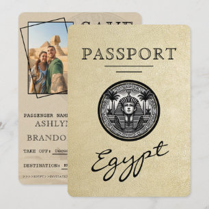 Egyptisch paspoort trouwkaart Save the Date Champa