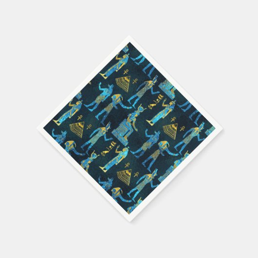 Egyptisch patroon van goud en blauw glas servetten (Hoek)