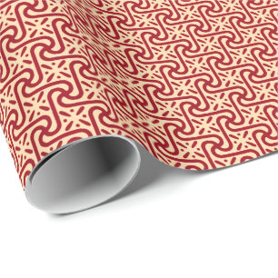 Egyptisch patroon van tegel, maroon en perziken cadeaupapier