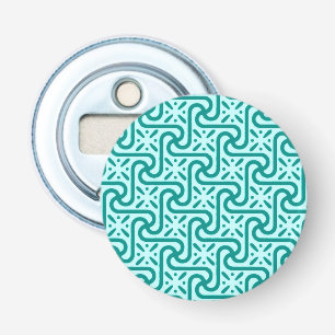 Egyptisch patroon van tegels, turquoise en aqua button flesopener