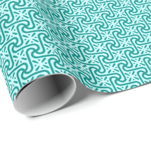 Egyptisch patroon van tegels, turquoise en aqua cadeaupapier