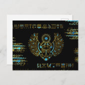 Egyptisch Scarab Beetle Gold en blauw gekleurd gla Briefkaart (Voorkant / Achterkant)
