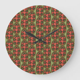 Egyptisch stamschild over groene ronde muur klok