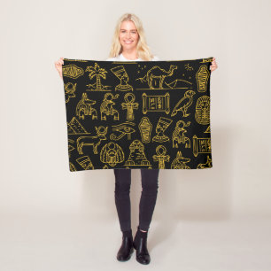 Egyptisch Symboolpatroon voor schrijfwijze Fleece Deken