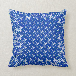 Egyptisch tegelpatroon, kobalt blauw en wit kussen