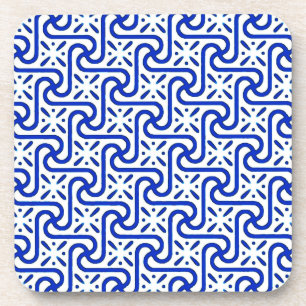 Egyptisch tegelpatroon, wit en kobalt blauw onderzetter