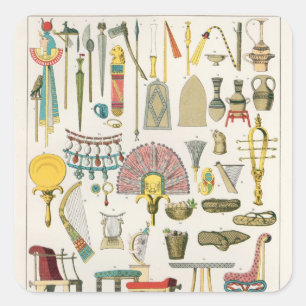Egyptische Accessoires uit 'Trachten der Voelker' Vierkante Sticker