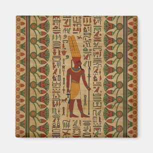 Egyptische Amun Ra - Amun Re Ornament op papyrus Magneet