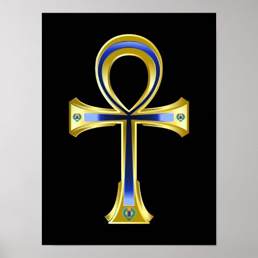 Egyptische Ankh en Scarabeeën Poster (Voorkant)