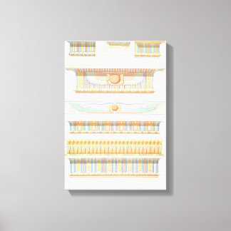  Egyptische architectuur met gekleurde lijnkunst Canvas Afdruk