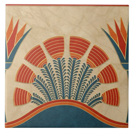 Egyptische Art Deco grens Tegeltje (Voorkant)