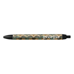 Egyptische Art Deco Patroon   Monogram Zwarte Inkt Pen