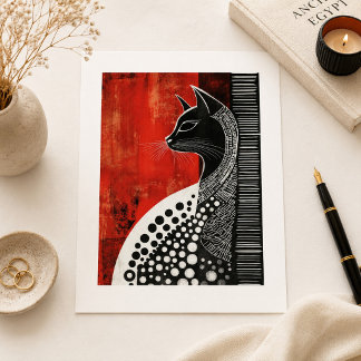 Egyptische Bastet Zwarte Kat Kunst Vintage Gotisch Briefkaart