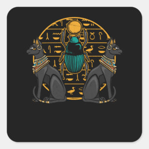 Egyptische borstkat Scarab Egyptische geschiedenis Vierkante Sticker