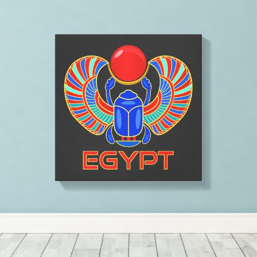 Egyptische carab met het woord Egypte Canvas Afdruk (Insitu (Houten vloer))