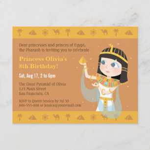 Egyptische Cleopatra Thema Kinderfeestje Kaart