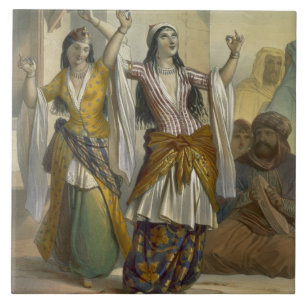 Egyptische dansmeisjes die de Ghawazi op R Tegeltje
