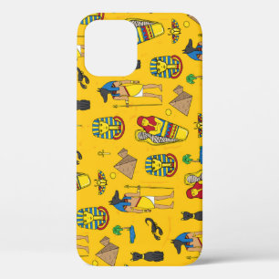 Egyptische elementen, Anubis, piramides patroon. iPhone 12 Hoesje