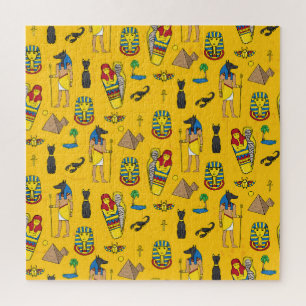 Egyptische elementen, Anubis, piramides patroon. Legpuzzel