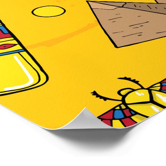 Egyptische elementen, Anubis, piramides patroon. Poster (Hoek)