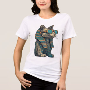 Egyptische Farao Cyberpunk Kat Grafisch - Oud E Tri-Blend Shirt