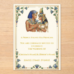 Egyptische farao prins en prinses trouwuitnodiging acryl uitnodigingen