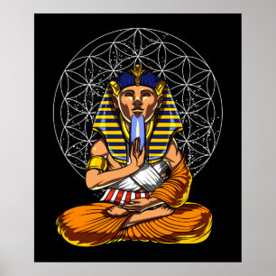 Egyptische Farao Tutankhamun Yoga Meditation Poster