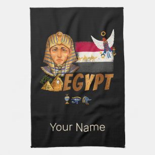 Egyptische farao vlag en piramides souvenir theedoek