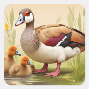 Egyptische Gans met eendjes Vierkante Sticker