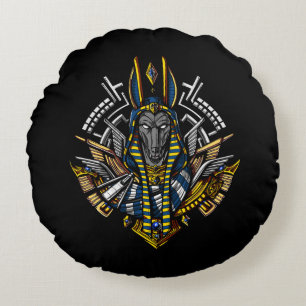 Egyptische god Anubis Ancient Wolf Pharaoh Rond Kussen