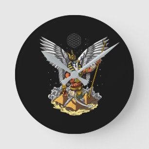 Egyptische god Horus Ancient Pyramids Ankh Mytholo Ronde Klok