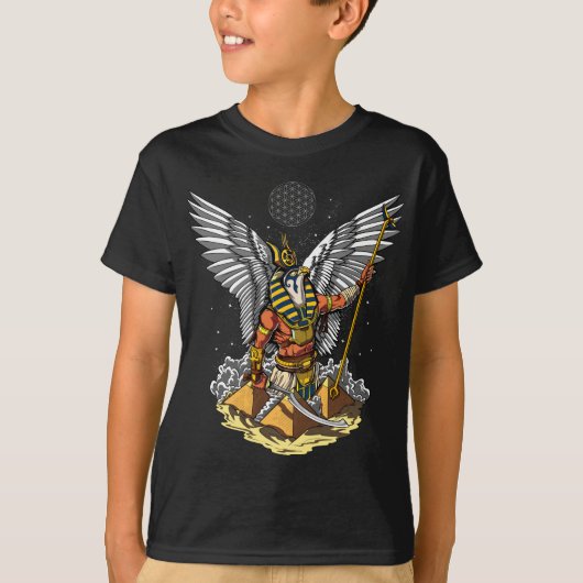 Egyptische god Horus Ancient Pyramids Ankh Mytholo T-shirt (Voorkant)