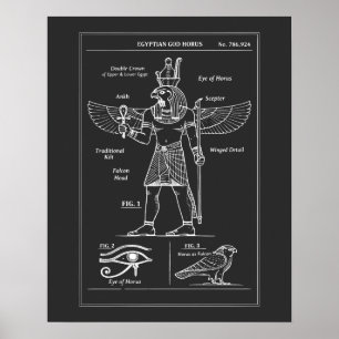 Egyptische God Horus Blauwdruk Poster