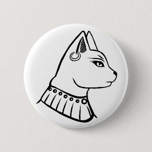 Egyptische godin - Bastet zwarte en witte badge Ronde Button 5,7 Cm