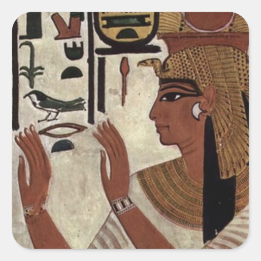 Egyptische godin hiërogliefenpatroon vierkante sticker (Voorkant)