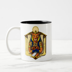 Egyptische godin Lioness Sekhmet God Bastet Tweekleurige Koffiemok