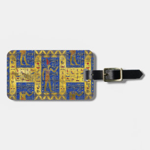 Egyptische gouden symbolen op Lapis Lazuli Bagagelabel