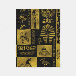 Egyptische goudhiërogliefen en collage voor symbo fleece deken