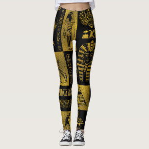 Egyptische goudhiërogliefen en collage voor symbo leggings