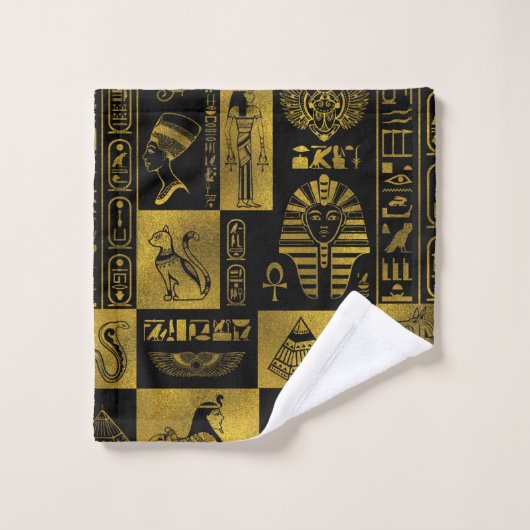 Egyptische goudhiërogliefen en collage voor symbol bad handdoek (Wasdoekje)