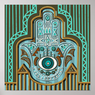 Egyptische hamsa en hamsa van Fatimah Poster