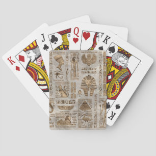 Egyptische hiërogliefen en deities - Vintage Goud Pokerkaarten