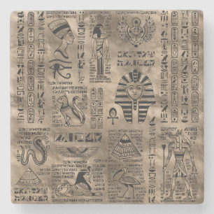 Egyptische hiërogliefen en goddelheden - Luxury G Stenen Onderzetter