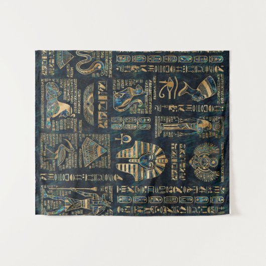 Egyptische hiërogliefen en godheden - Abalone en g Wandkleed (Voorkant (horizontaal))